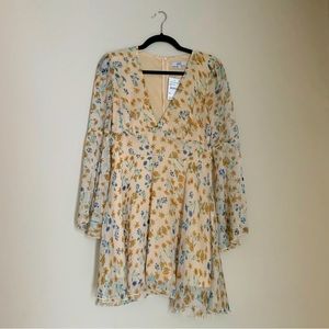 AREA skater cottage core bell sleeve dress floral print NWT